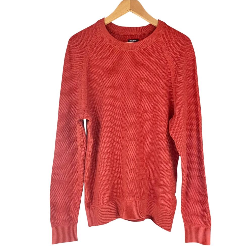 UNTUCKIT Like-New Fair Trade Organic Cotton Waffle Knit Sweater Red-Orange Sz M